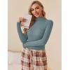 Ekouaer Women Turtleneck Shirt Long Sleeve Layer Tops Basic Ribbed Tees Soft Stretch Thermal Undershirts Lightweight Blouse(Green Grey)
