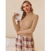 Ekouaer Women Turtleneck Shirt Long Sleeve Layer Tops Basic Ribbed Tees Soft Stretch Thermal Undershirts Lightweight Blouse(Khaki)