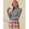 Ekouaer Women Turtleneck Shirt Long Sleeve Layer Tops Basic Ribbed Tees Soft Stretch Thermal Undershirts Lightweight Blouse(Light Gray)