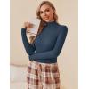Ekouaer Women Turtleneck Shirt Long Sleeve Layer Tops Basic Ribbed Tees Soft Stretch Thermal Undershirts Lightweight Blouse(Navy Blue)