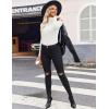 Ekouaer Women Turtleneck Shirt Long Sleeve Layer Tops Basic Ribbed Tees Soft Stretch Thermal Undershirts Lightweight Blouse(White)