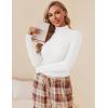 Ekouaer Women Turtleneck Shirt Long Sleeve Layer Tops Basic Ribbed Tees Soft Stretch Thermal Undershirts Lightweight Blouse(White)
