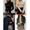 Ekouaer Women’s 3 Pack Turtleneck Long Sleeve Shirts Slim Fit Thermal Underwear Tops Lightweight Pullover Tees(Black/White/Cream Beige)