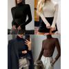 Ekouaer Women’s 3 Pack Turtleneck Long Sleeve Shirts Slim Fit Thermal Underwear Tops Lightweight Pullover Tees(Black/Wine/Green)
