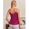 Ekouaer Womens Basic Silk Satin Tank Top V Neck Regular Strap Sleeveless Camisole Blouse Summer Shirt Rose Red L