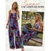Ekouaer Women’s Casual Overalls Boho Floral Loose Wide Leg Jumpsuits Summer Pleated Outfits with Pockets(A Blue Boho Print)