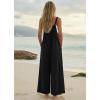 Ekouaer Women’s Casual Overalls Boho Floral Loose Wide Leg Jumpsuits Summer Pleated Outfits with Pockets(Black)