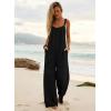 Ekouaer Women’s Casual Overalls Boho Floral Loose Wide Leg Jumpsuits Summer Pleated Outfits with Pockets(Black)