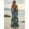 Ekouaer Women’s Casual Overalls Boho Floral Loose Wide Leg Jumpsuits Summer Pleated Outfits with Pockets(Green Leaves)