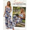 Ekouaer Women’s Casual Overalls Boho Floral Loose Wide Leg Jumpsuits Summer Pleated Outfits with Pockets(Grey Boho Print)