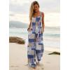 Ekouaer Women’s Casual Overalls Boho Floral Loose Wide Leg Jumpsuits Summer Pleated Outfits with Pockets(Grey Boho Print)