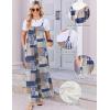 Ekouaer Women’s Casual Overalls Boho Floral Loose Wide Leg Jumpsuits Summer Pleated Outfits with Pockets(Grey Boho Print)