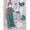 Ekouaer Women’s Casual Overalls Boho Floral Loose Wide Leg Jumpsuits Summer Pleated Outfits with Pockets(Lake Blue Floral)