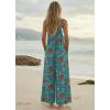 Ekouaer Women’s Casual Overalls Boho Floral Loose Wide Leg Jumpsuits Summer Pleated Outfits with Pockets(Lake Blue Floral)