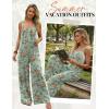Ekouaer Women’s Casual Overalls Boho Floral Loose Wide Leg Jumpsuits Summer Pleated Outfits with Pockets(Light Green Floral)