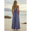 Ekouaer Women’s Casual Overalls Boho Floral Loose Wide Leg Jumpsuits Summer Pleated Outfits with Pockets(Navy Floral)