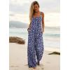 Ekouaer Women’s Casual Overalls Boho Floral Loose Wide Leg Jumpsuits Summer Pleated Outfits with Pockets(Navy Floral)