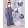 Ekouaer Women’s Casual Overalls Boho Floral Loose Wide Leg Jumpsuits Summer Pleated Outfits with Pockets(Navy Floral)