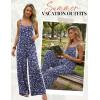 Ekouaer Women’s Casual Overalls Boho Floral Loose Wide Leg Jumpsuits Summer Pleated Outfits with Pockets(Navy Floral)