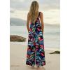 Ekouaer Women’s Casual Overalls Boho Floral Loose Wide Leg Jumpsuits Summer Pleated Outfits with Pockets(Navy Leaves)