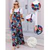 Ekouaer Women’s Casual Overalls Boho Floral Loose Wide Leg Jumpsuits Summer Pleated Outfits with Pockets(Navy Leaves)