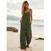 Ekouaer Women’s Casual Overalls Boho Floral Loose Wide Leg Jumpsuits Summer Pleated Outfits with Pockets(Olive Green)