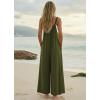 Ekouaer Women’s Casual Overalls Boho Floral Loose Wide Leg Jumpsuits Summer Pleated Outfits with Pockets(Olive Green)