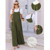 Ekouaer Women’s Casual Overalls Boho Floral Loose Wide Leg Jumpsuits Summer Pleated Outfits with Pockets(Olive Green)