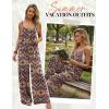 Ekouaer Women’s Casual Overalls Boho Floral Loose Wide Leg Jumpsuits Summer Pleated Outfits with Pockets(Orange Bohemian)