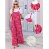 Ekouaer Women’s Casual Overalls Boho Floral Loose Wide Leg Jumpsuits Summer Pleated Outfits with Pockets(Rose Red Floral)