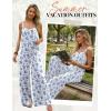 Ekouaer Women’s Casual Overalls Boho Floral Loose Wide Leg Jumpsuits Summer Pleated Outfits with Pockets(White Blue Floral)