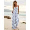 Ekouaer Women’s Casual Overalls Boho Floral Loose Wide Leg Jumpsuits Summer Pleated Outfits with Pockets(White Blue Floral)