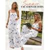 Ekouaer Women’s Casual Overalls Boho Floral Loose Wide Leg Jumpsuits Summer Pleated Outfits with Pockets(White Floral)