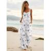 Ekouaer Women’s Casual Overalls Boho Floral Loose Wide Leg Jumpsuits Summer Pleated Outfits with Pockets(White Floral)