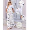 Ekouaer Women’s Casual Overalls Boho Floral Loose Wide Leg Jumpsuits Summer Pleated Outfits with Pockets(White Floral)