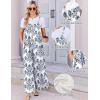 Ekouaer Women’s Casual Overalls Boho Floral Loose Wide Leg Jumpsuits Summer Pleated Outfits with Pockets(White Italian Print)