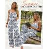 Ekouaer Women’s Casual Overalls Boho Floral Loose Wide Leg Jumpsuits Summer Pleated Outfits with Pockets(White Italian Print)