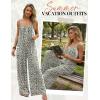 Ekouaer Women’s Casual Overalls Boho Floral Loose Wide Leg Jumpsuits Summer Pleated Outfits with Pockets(White Mini Floral)