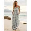 Ekouaer Women’s Casual Overalls Boho Floral Loose Wide Leg Jumpsuits Summer Pleated Outfits with Pockets(White Mini Floral)