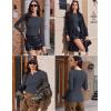 Ekouaer Women’s Long Sleeve Henley Shirts Button Ribbed Knit Tops Basic Layering Slim Fit Soft Thermal Underwear Tops(Dark Gray)