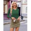 Ekouaer Women’s Long Sleeve Henley Shirts Button Ribbed Knit Tops Basic Layering Slim Fit Soft Thermal Underwear Tops(Green)