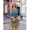 Ekouaer Women’s Long Sleeve Henley Shirts Button Ribbed Knit Tops Basic Layering Slim Fit Soft Thermal Underwear Tops(Grey Blue)