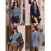 Ekouaer Women’s Long Sleeve Henley Shirts Button Ribbed Knit Tops Basic Layering Slim Fit Soft Thermal Underwear Tops(Grey Blue)
