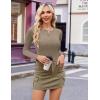 Ekouaer Women’s Long Sleeve Henley Shirts Button Ribbed Knit Tops Basic Layering Slim Fit Soft Thermal Underwear Tops(Khaki)