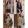 Ekouaer Women’s Long Sleeve Henley Shirts Button Ribbed Knit Tops Basic Layering Slim Fit Soft Thermal Underwear Tops(Khaki)