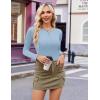 Ekouaer Women’s Long Sleeve Henley Shirts Button Ribbed Knit Tops Basic Layering Slim Fit Soft Thermal Underwear Tops(Light Blue)