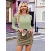 Ekouaer Women’s Long Sleeve Henley Shirts Button Ribbed Knit Tops Basic Layering Slim Fit Soft Thermal Underwear Tops(Light Green)