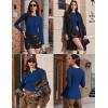 Ekouaer Women’s Long Sleeve Henley Shirts Button Ribbed Knit Tops Basic Layering Slim Fit Soft Thermal Underwear Tops(Navy)