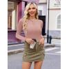 Ekouaer Women’s Long Sleeve Henley Shirts Button Ribbed Knit Tops Basic Layering Slim Fit Soft Thermal Underwear Tops(Pink)