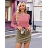 Ekouaer Women’s Long Sleeve Henley Shirts Button Ribbed Knit Tops Basic Layering Slim Fit Soft Thermal Underwear Tops(Rose Pink)